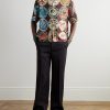 Convertible-Collar Logo-Print Voile Shirt - OU Convertible-Collar Logo-Print Voile Shirt - OU