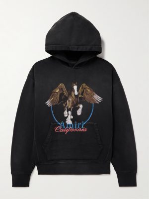 Distressed Logo-Print Cotton-Jersey Hoodie