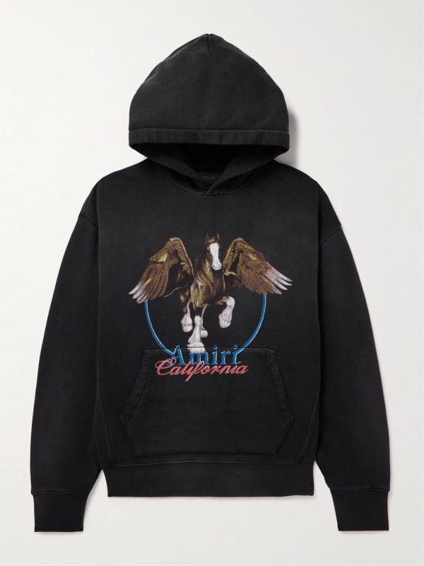 Distressed Logo-Print Cotton-Jersey Hoodie Distressed Logo-Print Cotton-Jersey Hoodie