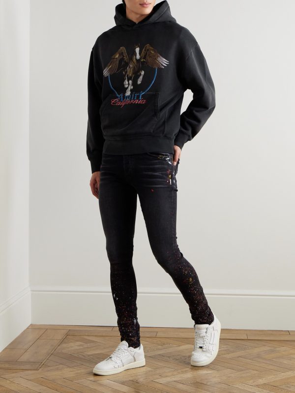 Distressed Logo-Print Cotton-Jersey Hoodie - OU Distressed Logo-Print Cotton-Jersey Hoodie - OU