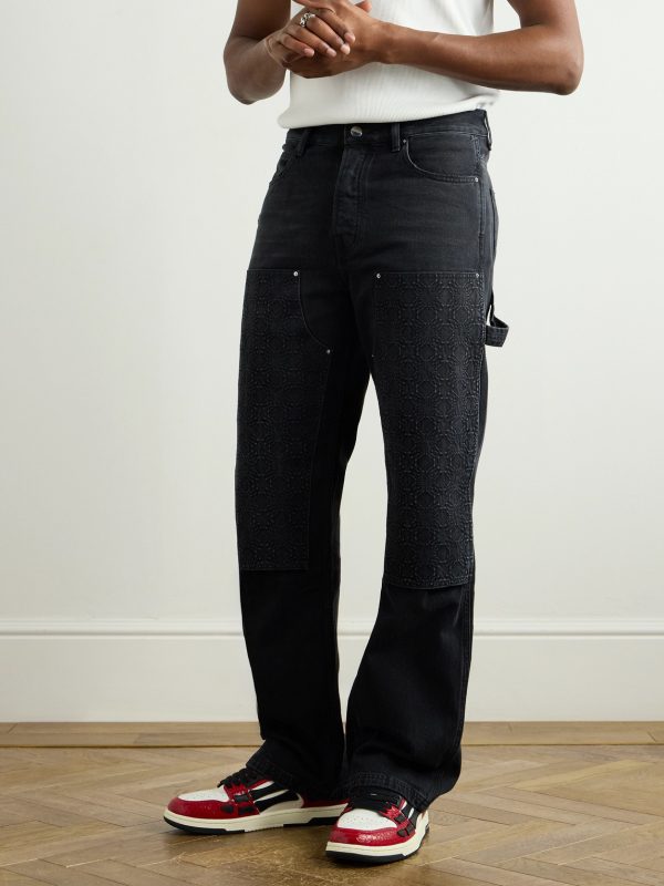 Straight-Leg Panelled Debossed Jeans - FR