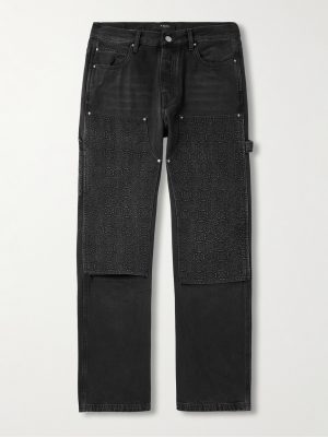 Straight-Leg Panelled Debossed Jeans