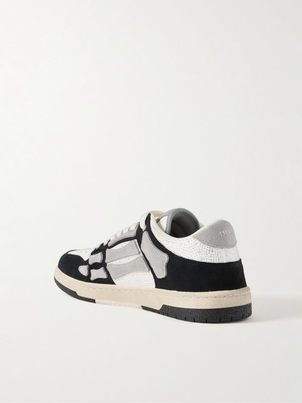 Skel-Top Suede-Trimmed Crystal-Embellished Leather Sneakers - BK Skel-Top Suede-Trimmed Crystal-Embellished Leather Sneakers - BK
