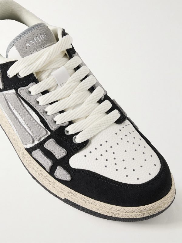 Skel-Top Suede-Trimmed Crystal-Embellished Leather Sneakers - CU Skel-Top Suede-Trimmed Crystal-Embellished Leather Sneakers - CU