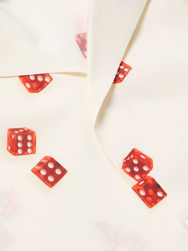 Dice Convertible-Collar Printed Satin Shirt - CU Dice Convertible-Collar Printed Satin Shirt - CU