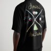 Pool Cue Convertible-Collar Logo-Print Matte-Satin Shirt - BK