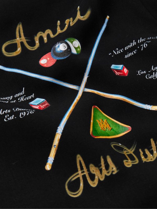 Pool Cue Convertible-Collar Logo-Print Matte-Satin Shirt - CU