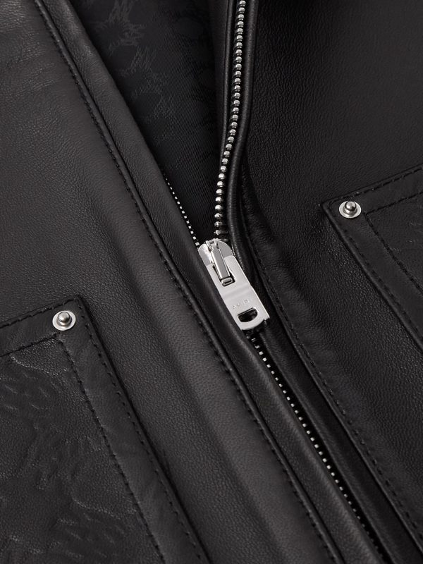 Logo-Debossed Leather Jacket - CU Logo-Debossed Leather Jacket - CU