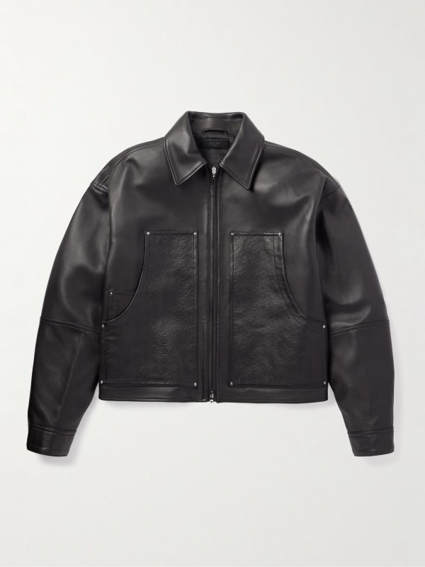 Logo-Debossed Leather Jacket Logo-Debossed Leather Jacket