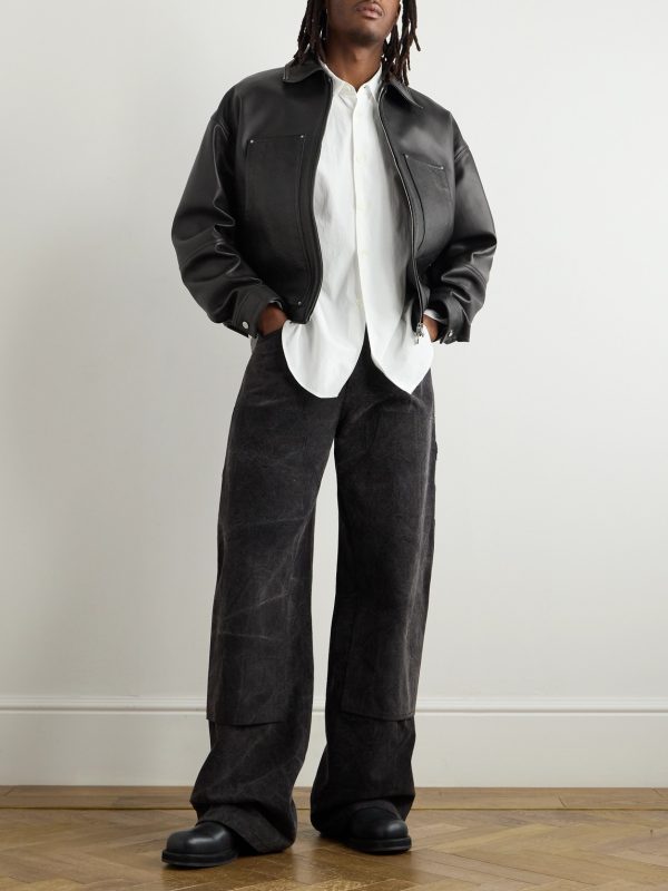 Logo-Debossed Leather Jacket - OU Logo-Debossed Leather Jacket - OU