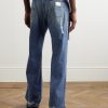 Straight-Leg Logo-Appliquéd Distressed Jeans - BK Straight-Leg Logo-Appliquéd Distressed Jeans - BK