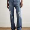 Straight-Leg Logo-Appliquéd Distressed Jeans - FR Straight-Leg Logo-Appliquéd Distressed Jeans - FR