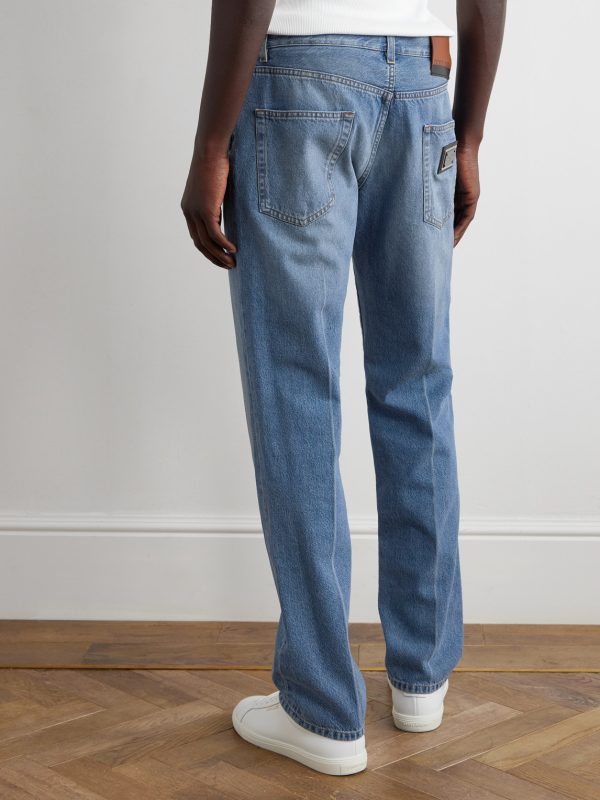 Straight-Leg Logo-Appliquéd Jeans - BK Straight-Leg Logo-Appliquéd Jeans - BK