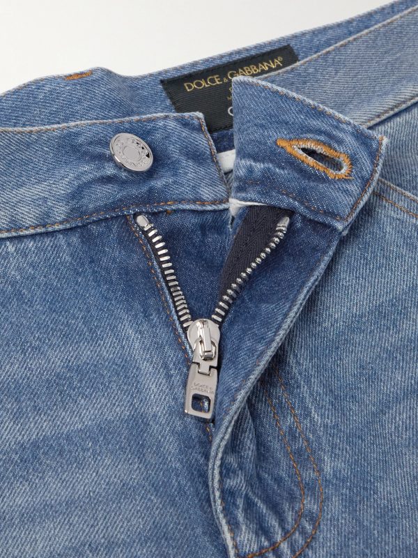 Straight-Leg Logo-Appliquéd Jeans - E1 Straight-Leg Logo-Appliquéd Jeans - E1