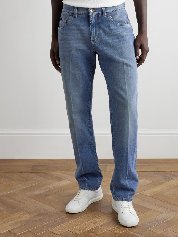 Straight-Leg Logo-Appliquéd Jeans - FR Straight-Leg Logo-Appliquéd Jeans - FR