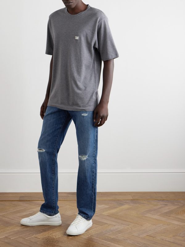 Logo-Appliquéd Cotton-Piqué T-Shirt - OU