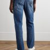 Straight-Leg Distressed Logo-Appliquéd Jeans - BK Straight-Leg Distressed Logo-Appliquéd Jeans - BK