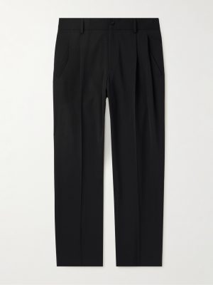 Tapered Pleated Virgin Wool-Blend Gabardine Trousers
