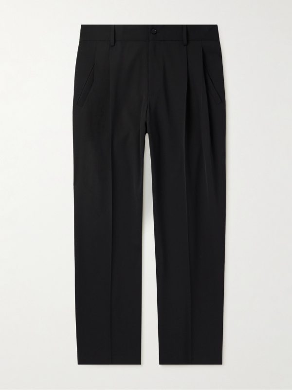 Tapered Pleated Virgin Wool-Blend Gabardine Trousers Tapered Pleated Virgin Wool-Blend Gabardine Trousers