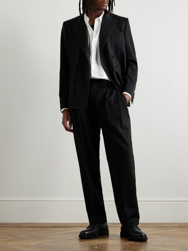 Tapered Pleated Virgin Wool-Blend Gabardine Trousers - OU Tapered Pleated Virgin Wool-Blend Gabardine Trousers - OU