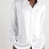 Oversized Logo-Embroidered Silk-Satin Shirt - FR