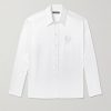 Oversized Logo-Embroidered Silk-Satin Shirt
