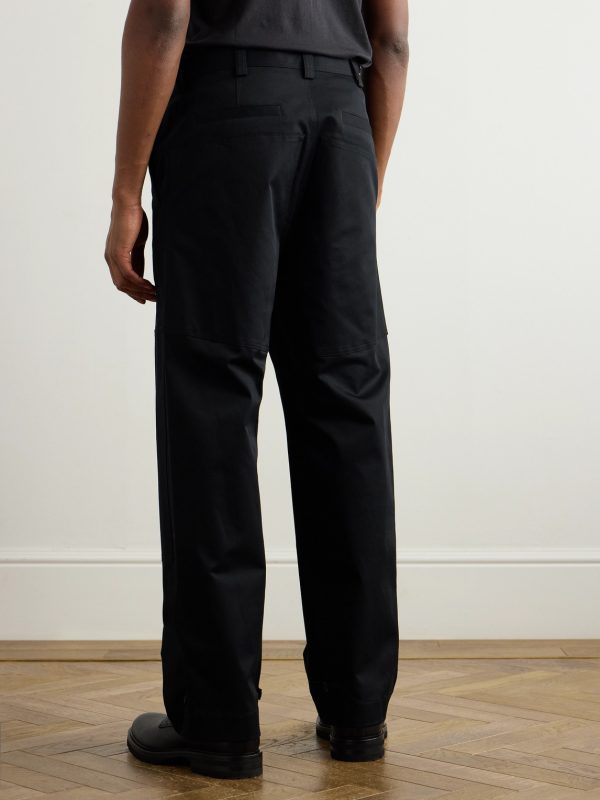 Straight-Leg Logo-Appliquéd Paneled Cotton-Blend Gabardine Trousers - BK Straight-Leg Logo-Appliquéd Paneled Cotton-Blend Gabardine Trousers - BK