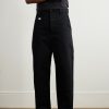 Straight-Leg Logo-Appliquéd Paneled Cotton-Blend Gabardine Trousers - FR Straight-Leg Logo-Appliquéd Paneled Cotton-Blend Gabardine Trousers - FR