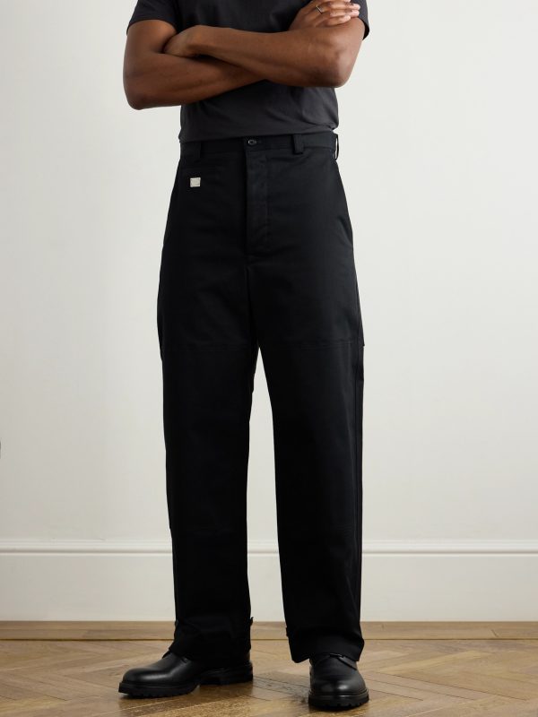 Straight-Leg Logo-Appliquéd Paneled Cotton-Blend Gabardine Trousers - FR Straight-Leg Logo-Appliquéd Paneled Cotton-Blend Gabardine Trousers - FR
