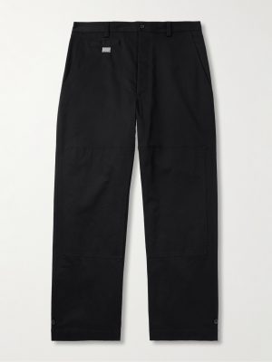 Straight-Leg Logo-Appliquéd Paneled Cotton-Blend Gabardine Trousers