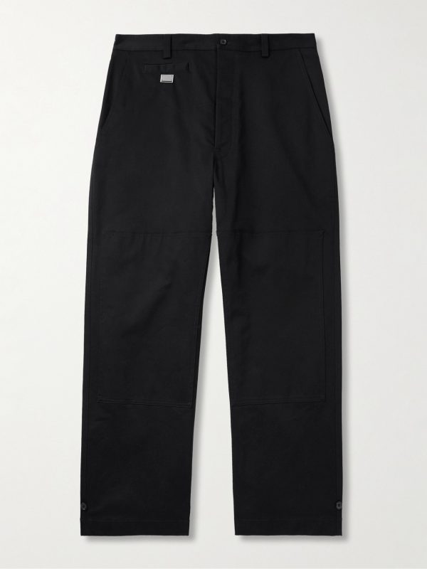 Straight-Leg Logo-Appliquéd Paneled Cotton-Blend Gabardine Trousers Straight-Leg Logo-Appliquéd Paneled Cotton-Blend Gabardine Trousers