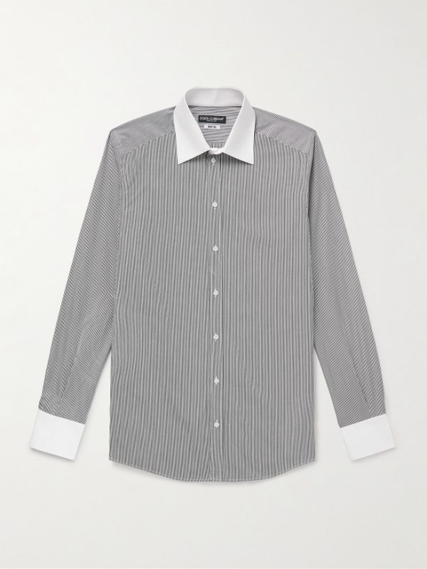 Martini Slim-Fit Striped Cotton-Poplin Shirt Martini Slim-Fit Striped Cotton-Poplin Shirt