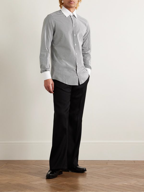 Martini Slim-Fit Striped Cotton-Poplin Shirt - OU Martini Slim-Fit Striped Cotton-Poplin Shirt - OU