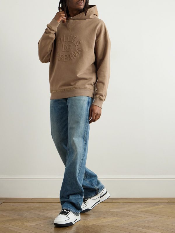 Logo-Embossed Cotton-Jersey Hoodie - OU Logo-Embossed Cotton-Jersey Hoodie - OU