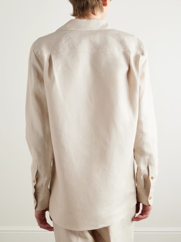 Camp-Collar Linen Shirt - BK Camp-Collar Linen Shirt - BK