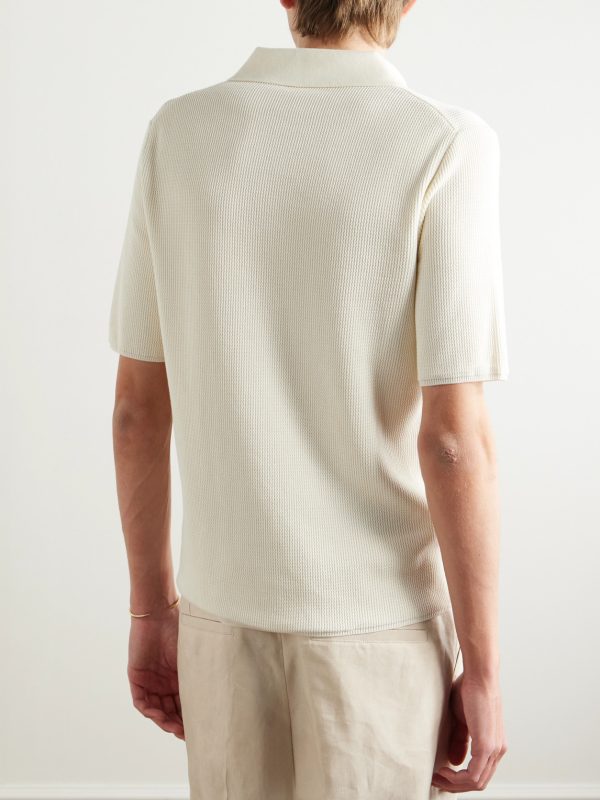 Ribbed Cotton Polo Shirt - BK Ribbed Cotton Polo Shirt - BK
