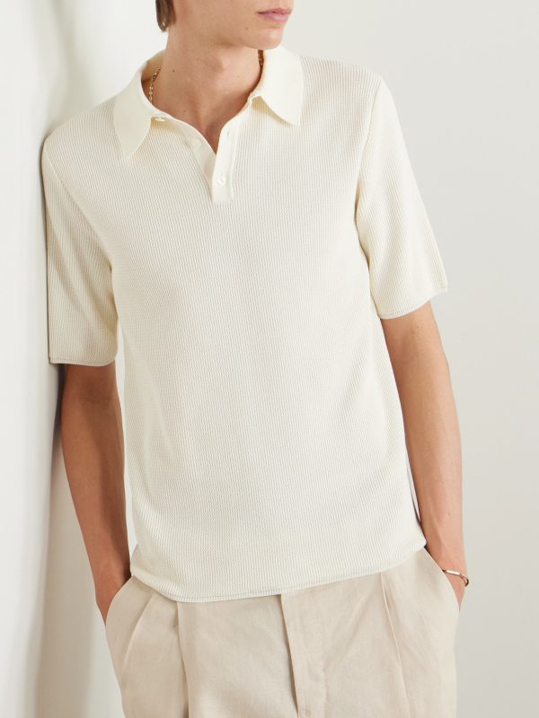 Ribbed Cotton Polo Shirt - FR Ribbed Cotton Polo Shirt - FR