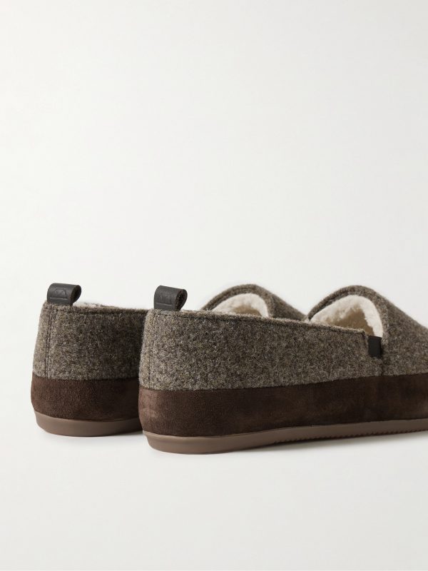 Shearling-Lined Suede-Trimmed Wool Loafers - BK