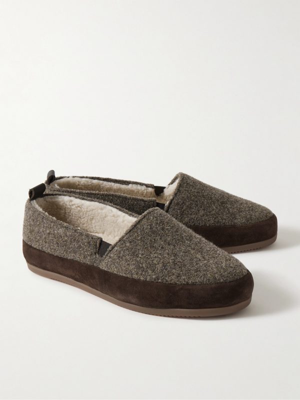Shearling-Lined Suede-Trimmed Wool Loafers - FR
