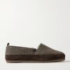 Shearling-Lined Suede-Trimmed Wool Loafers