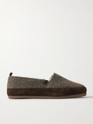 Shearling-Lined Suede-Trimmed Wool Loafers Shearling-Lined Suede-Trimmed Wool Loafers