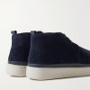 Leather-Trimmed Waxed-Suede Chukka Boots - BK Leather-Trimmed Waxed-Suede Chukka Boots - BK