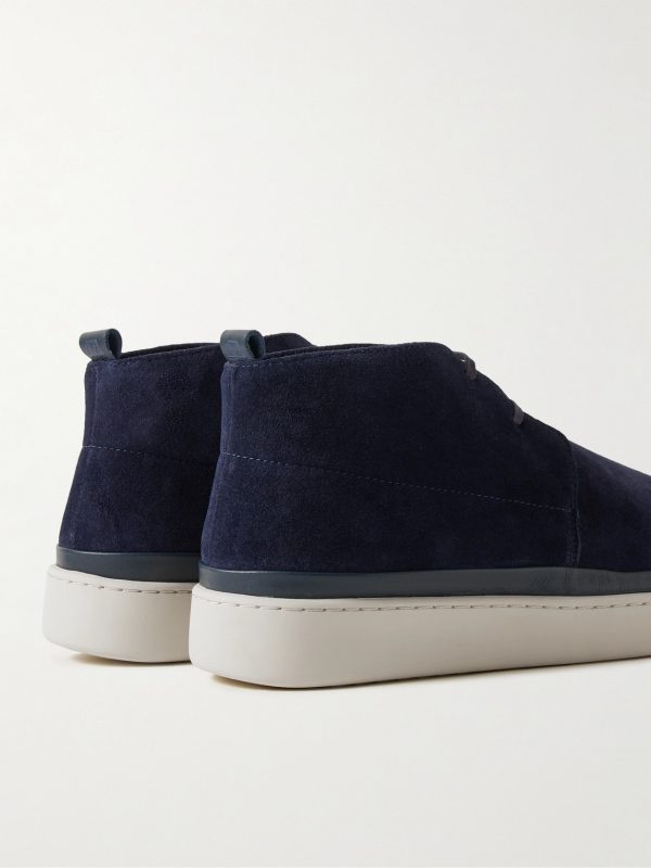 Leather-Trimmed Waxed-Suede Chukka Boots - BK Leather-Trimmed Waxed-Suede Chukka Boots - BK