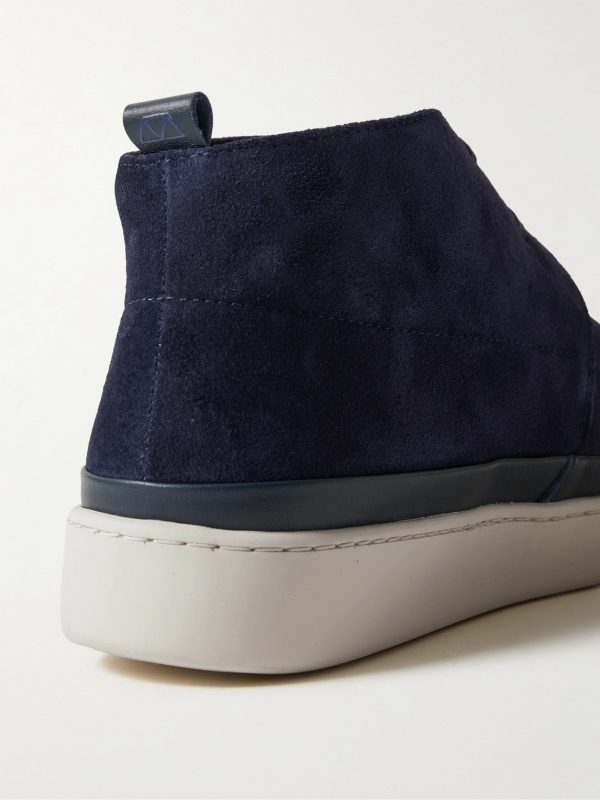 Leather-Trimmed Waxed-Suede Chukka Boots - CU Leather-Trimmed Waxed-Suede Chukka Boots - CU