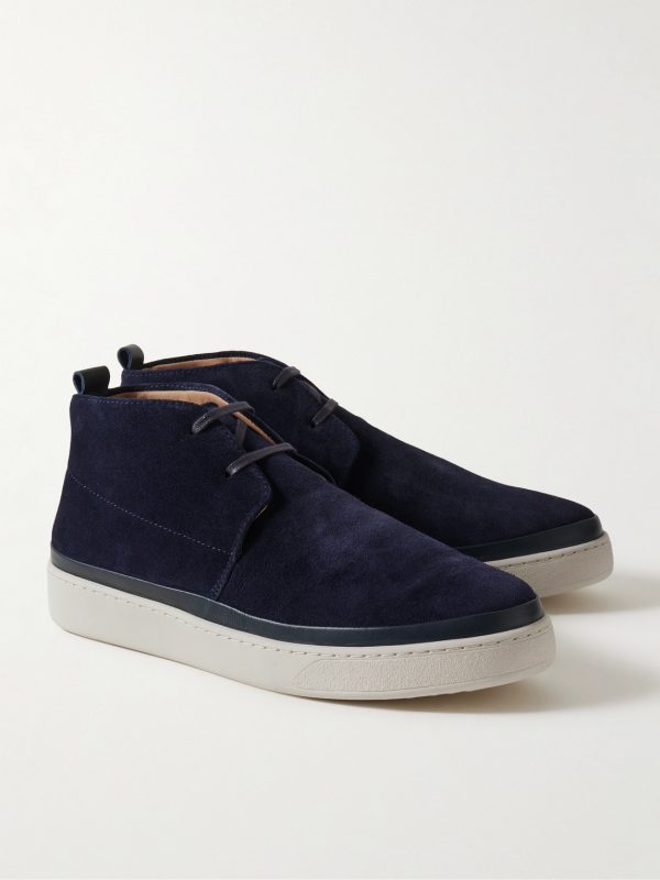 Leather-Trimmed Waxed-Suede Chukka Boots - FR Leather-Trimmed Waxed-Suede Chukka Boots - FR