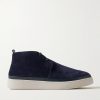 Leather-Trimmed Waxed-Suede Chukka Boots Leather-Trimmed Waxed-Suede Chukka Boots