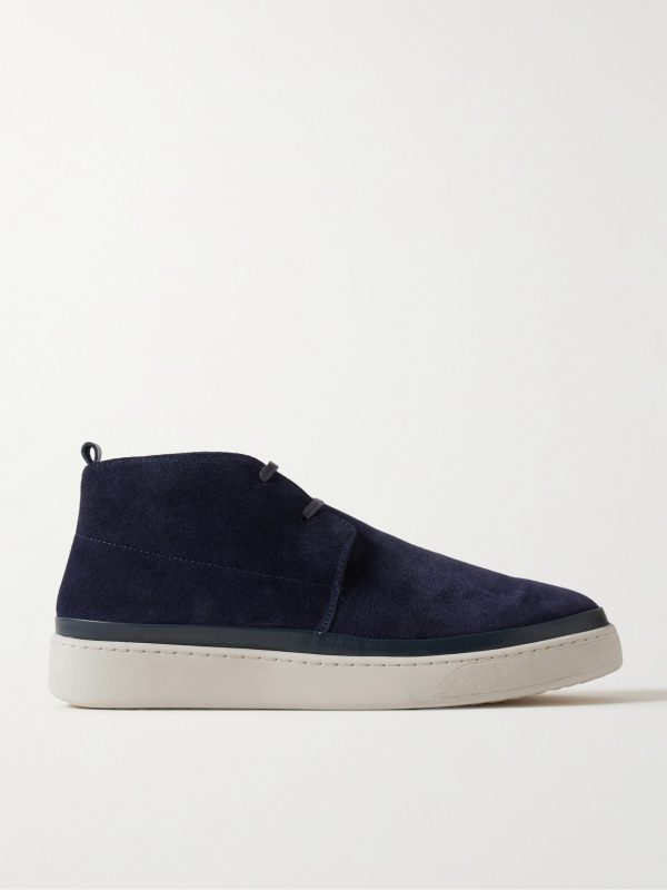 Leather-Trimmed Waxed-Suede Chukka Boots Leather-Trimmed Waxed-Suede Chukka Boots