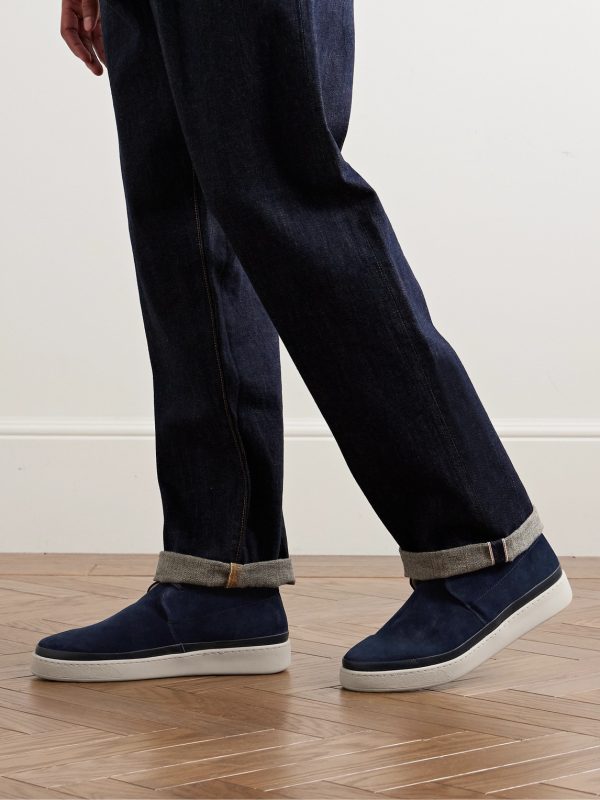 Leather-Trimmed Waxed-Suede Chukka Boots - OU Leather-Trimmed Waxed-Suede Chukka Boots - OU