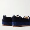 Shearling-Lined Suede-Trimmed Cotton-Corduroy Loafers - BK Shearling-Lined Suede-Trimmed Cotton-Corduroy Loafers - BK