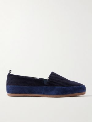 Shearling-Lined Suede-Trimmed Cotton-Corduroy Loafers Shearling-Lined Suede-Trimmed Cotton-Corduroy Loafers